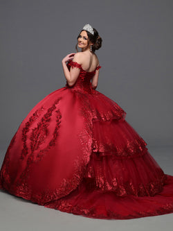 Quincenera Dress 👗 color burgundy, glitter design, Style: 3177