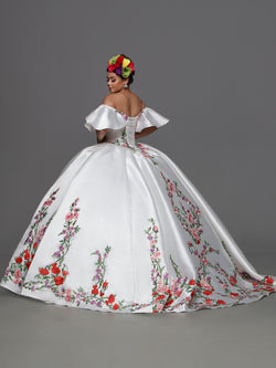 Vestido estilo mexicano, color: navy/multicolor, avory/multicolor, Style: #80605
