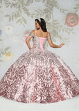Glittering Frost Sequin Lace Ball Gown in Ice Blue and Pink -80512