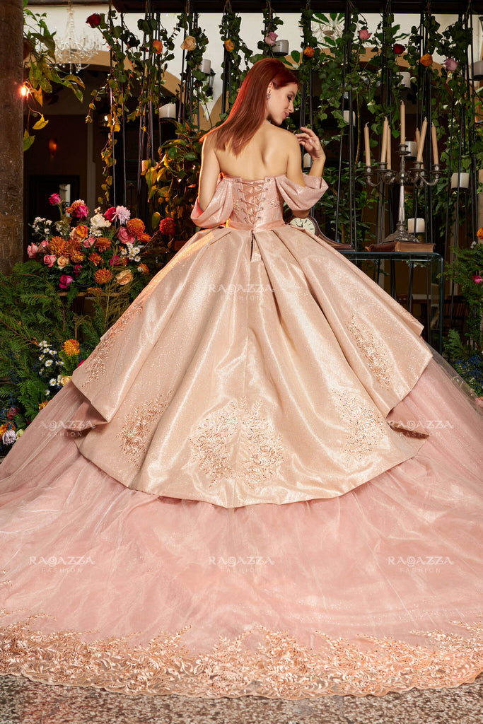 Nude Lace and Glitter Ensemble with Detachable Sleeves- EV07-607 RAGAZ Morteza Boutique L.A Nude Lace and Glitter Ensemble with Detachable Sleeves- EV07-607 RAGAZ Morteza Boutique L.A
