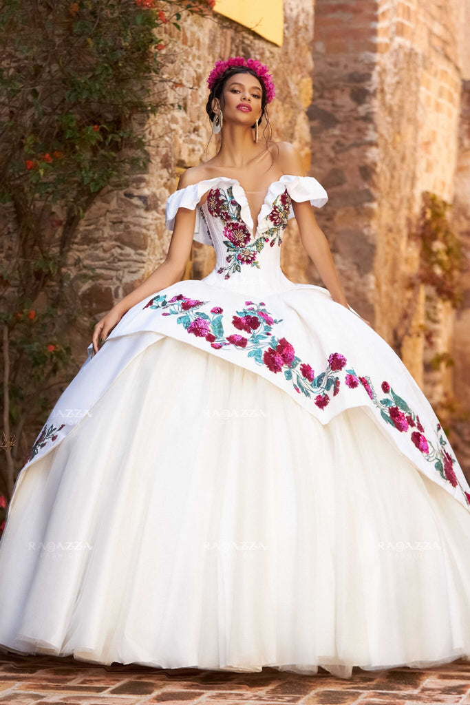 Ragazza Fashion Vestidos De 15 De 2020 Radiant Elegance: 3-Piece Dress With V-Neck Corset And Off Ragazza Fashion Vestidos De 15 De 2020 Radiant Elegance: 3-Piece Dress With V-Neck Corset And Off