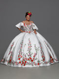 Vestido estilo mexicano, color: navy/multicolor, avory/multicolor, Style: #80605
