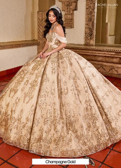 This princesa gown exudes a bold and majestic presence, deep glitter tulle hues with intricate embroidery that creates a stunning visual contrast, The embroidery flows into the voluminous skirt, which flares out in layers of rich fabric, Style #: RQ2194