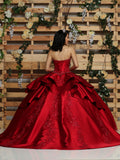 Radiant Elegance Satin Glitter Tulle Ball Gown with Beaded Corset and Removable Skirt #80426