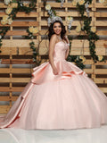 Radiant Elegance Satin Glitter Tulle Ball Gown with Beaded Corset and Removable Skirt #80426