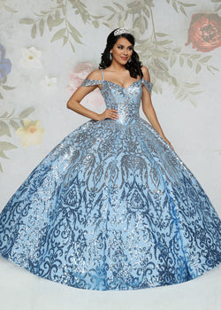 Glittering Frost Sequin Lace Ball Gown in Ice Blue and Pink -80512