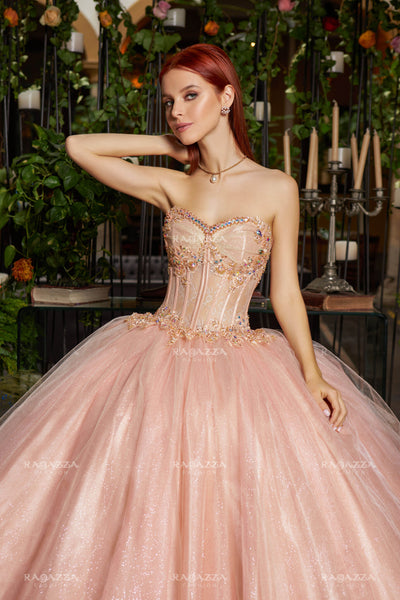 Nude Lace and Glitter Ensemble with Detachable Sleeves- EV07