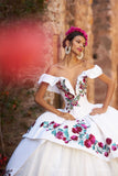 Radiant Elegance: 3-Piece Dress with V-Neck Corset and Off shoulder- M41-141 RAGAZZA