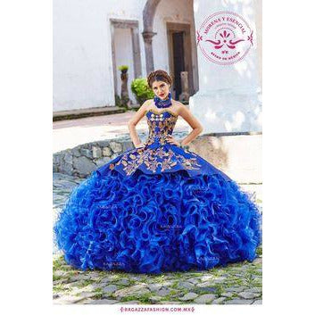 Royal Blue Dress with Removable Skirt and Bodice, Accented with Gold- Ragazza M12-112